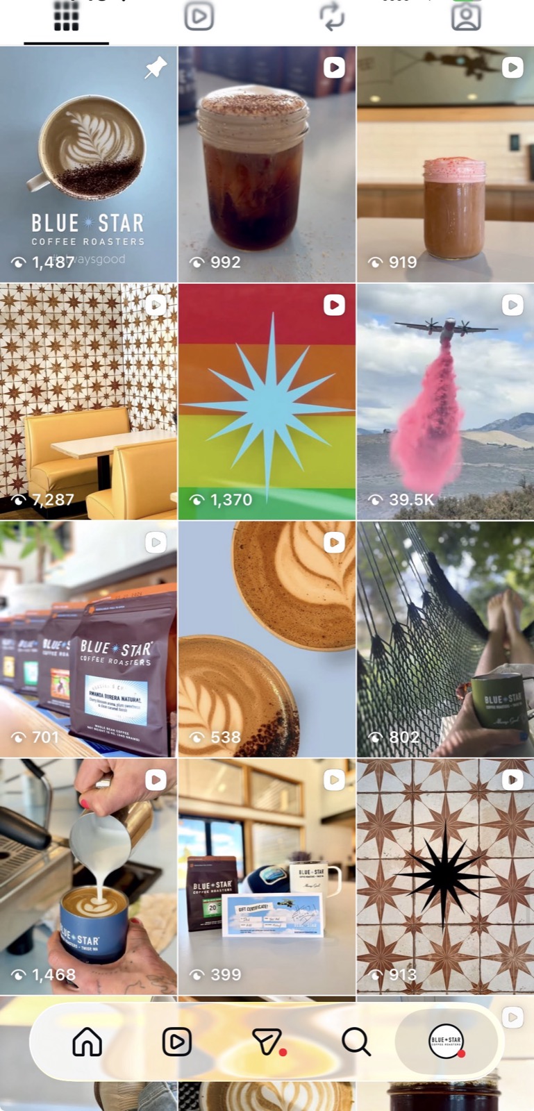 Instagram grid preview for @bluestarcoffee