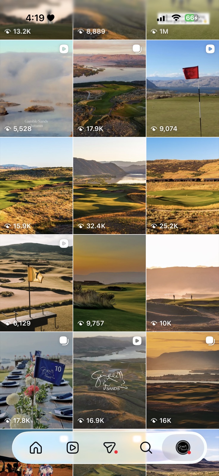 Instagram grid preview for @gamblesandsgolf
